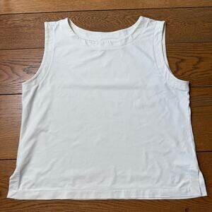 VTG Chicos White Shell Tank SZ 3 Nylon Spandex USA Staple Work Bra Friendly